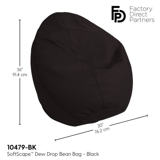 SoftScape Dew Drop Bean Bag - Black