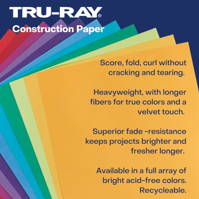 Tru-Ray® Sulphite Construction Paper, 12" x 18" - 50 Sheets
