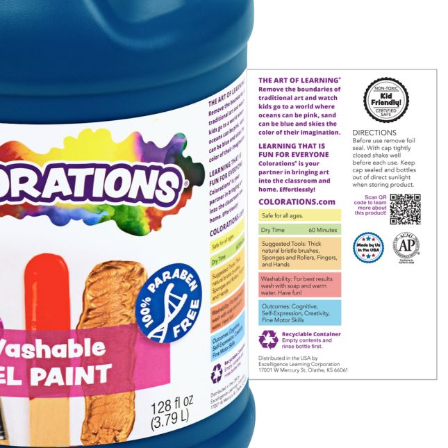 Colorations® Paraben-Free Washable Gel Paint, White- Gallon