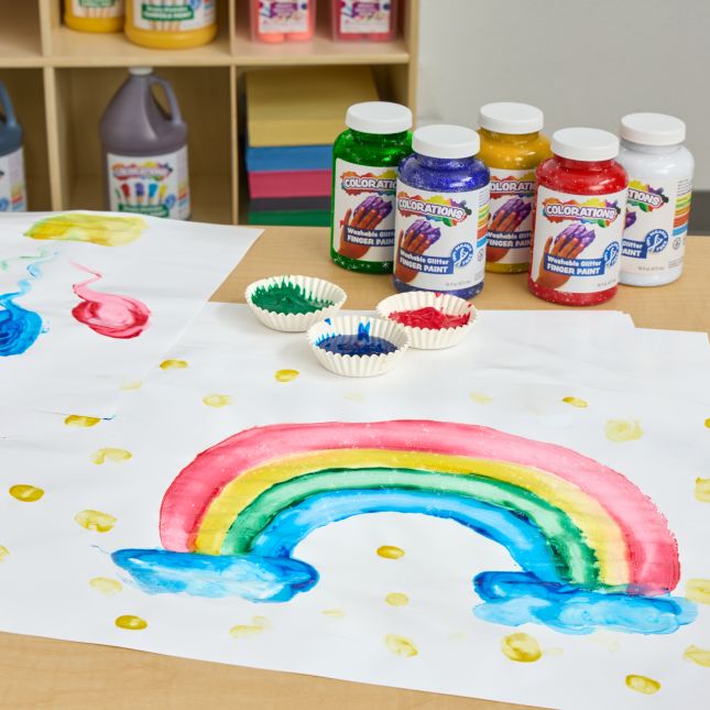 Colorations® Paraben-Free Washable Glitter Finger Paint, Blue - 16 oz.