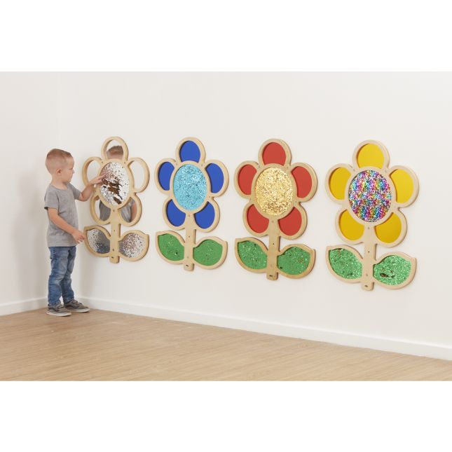 Mark Making Sequin and Mirror Daisy Frame - Blue 30" x 22"