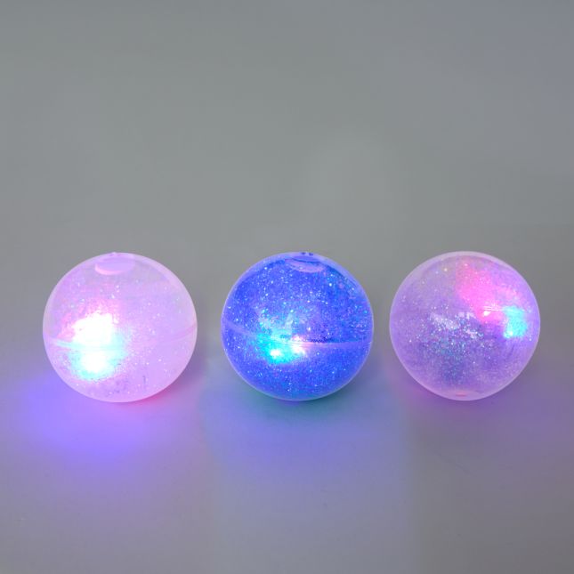 Light-Up Glitter Bouncy Balls - 12 Pack