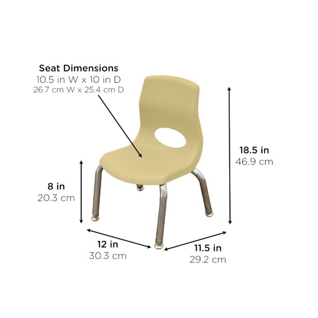 Angeles® MyPosture™ Plus 10" Chair - with Chrome Legs - Set of 4 - Tan