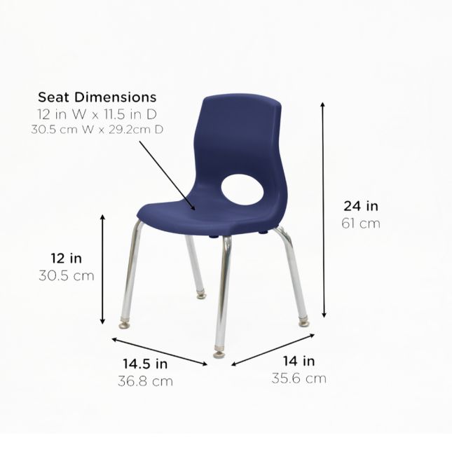 Angeles® MyPosture™ Plus 12" Chair - with Chrome Legs - Set of 4 - Navy