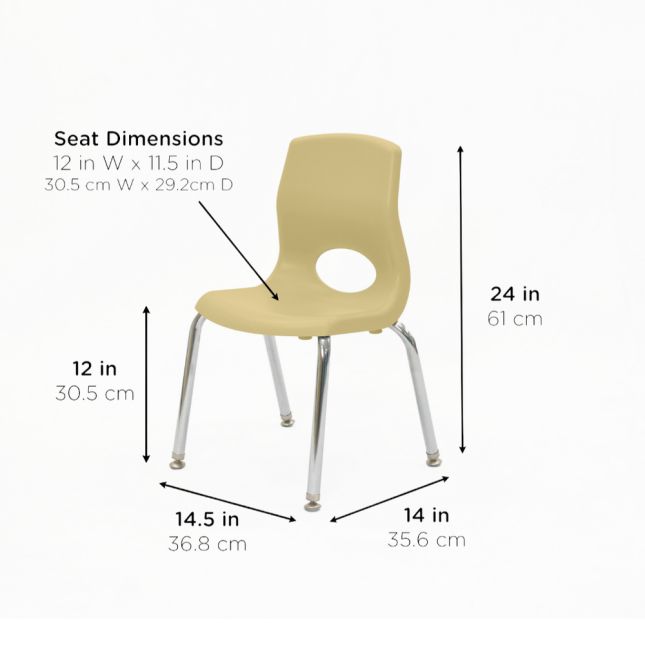Angeles® MyPosture™ Plus 12" Chair - with Chrome Legs - Set of 4 - Tan
