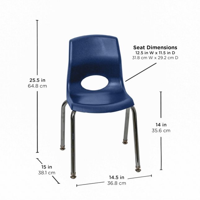 Angeles® MyPosture™ Plus 14" Chair - with Chrome Legs - Set of 4 - Navy