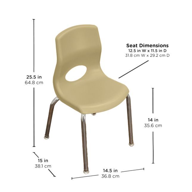 Angeles® MyPosture™ Plus 14" Chair - with Chrome Legs - Set of 4 - Tan