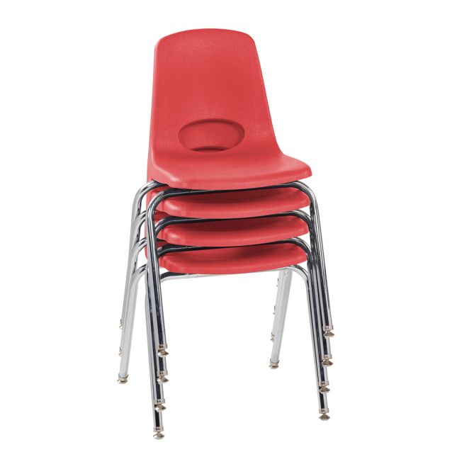 18" Stack Chair with Swivel Glides, 4-Pack - Red