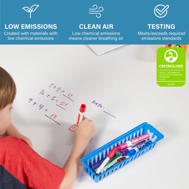 30" x 72" Rectangle Dry-Erase Activity Table with Adjustable Standard Swivel Glide Legs - White/Maple