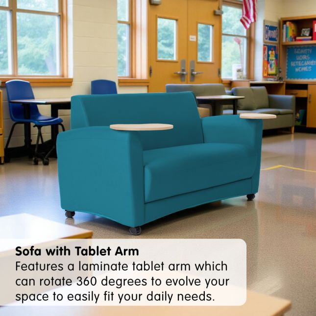 Pro Series Upholstered Common Area Sofa with Tablet - Teal