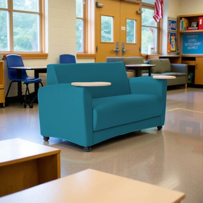 Pro Series Upholstered Common Area Sofa with Tablet - Teal