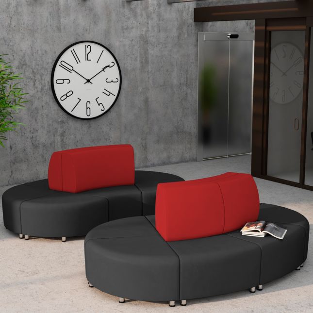 Pro Series Connect Curved Wavelet Seating, 7-Piece Set - Crimson/Black