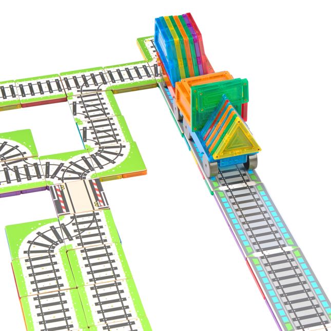 Magnetic Tile Toppers - Train Tracks - 36pcs