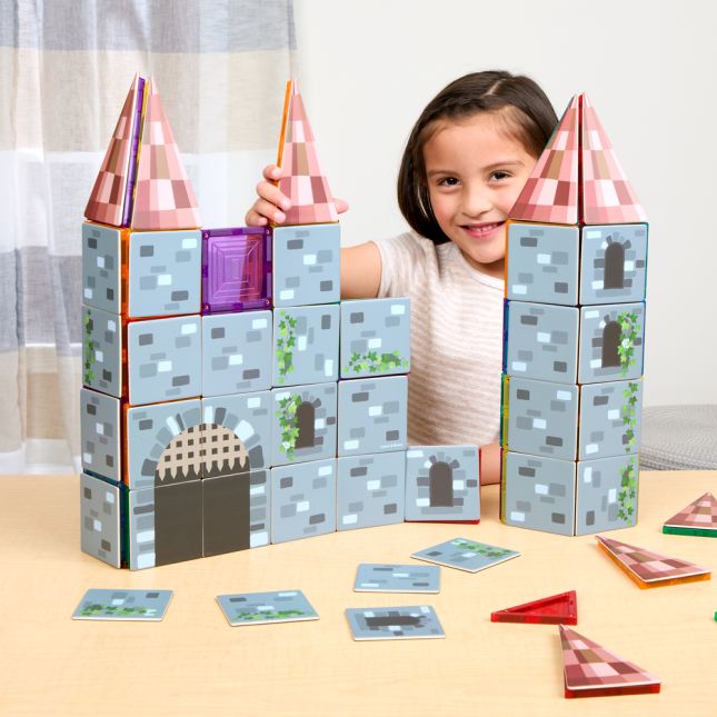Castle Tile Toppers and Magnetic Tiles Kit - 140pcs