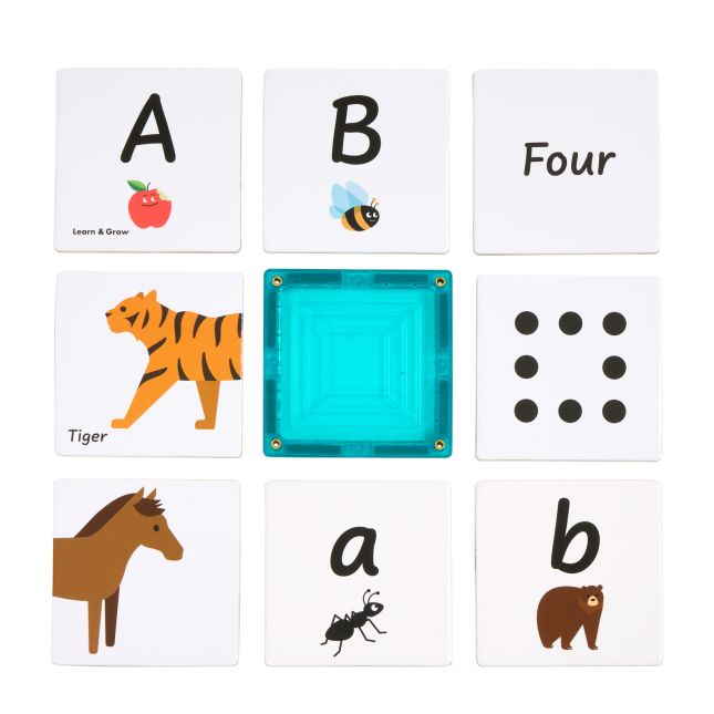 Magnetic Tiles, Letters, Numbers, and Animals Tile Toppers Kit - 260pcs