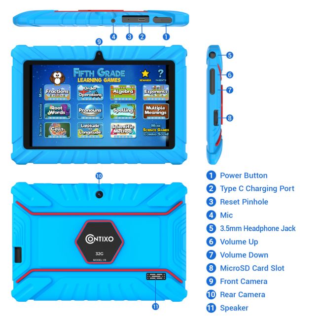 Contixo 7" Android Kids Tablet - Blue