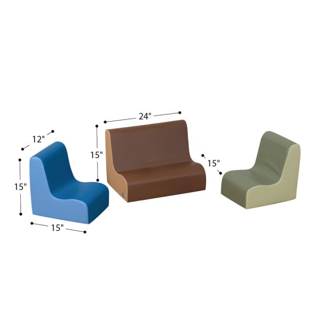 Happy Hangout Small Contour Seating Set of 3 - Woodland