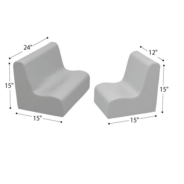 Happy Hangout Contour Chair and Sofa Set - Gray