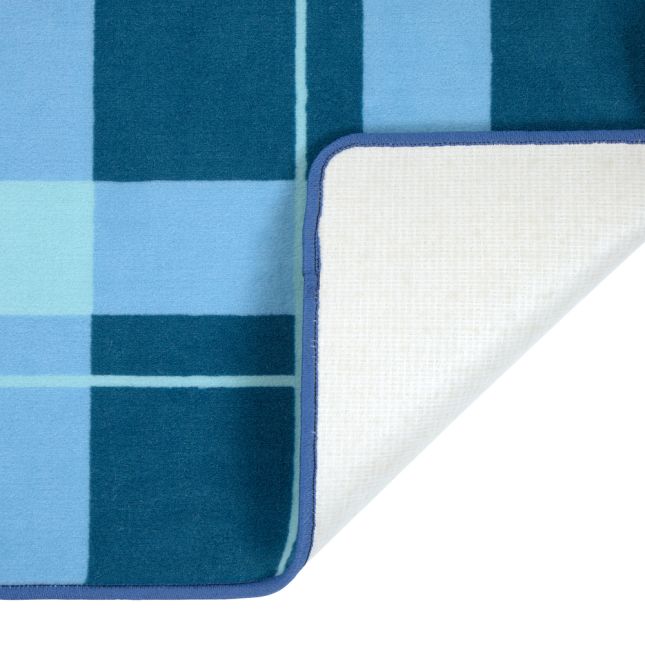 Blue Plaid Border Rug - 4' x 6'