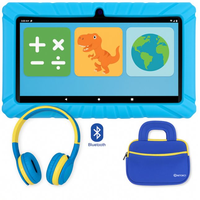 Contixo 7" Tablet, Bag, and Headphones in Blue - Set of 3