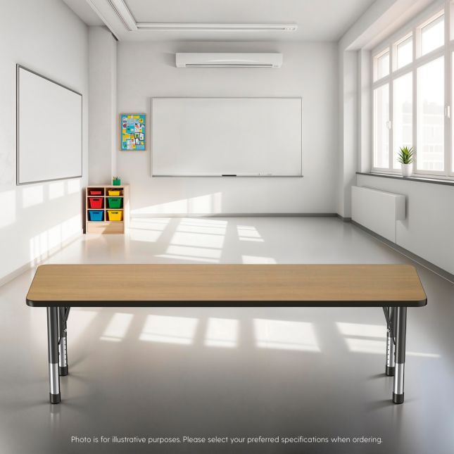 24" x 72" Rectangle T-Molding Activity Table with Adjustable Chunky Legs - Pasadena Oak/Black