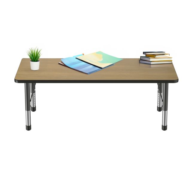 30" x 60" Rectangle T-Molding Activity Table with Adjustable Chunky Legs - Pasadena Oak/Black