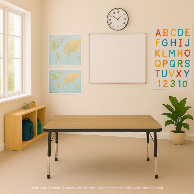 30" x 60" Rectangle T-Molding Activity Table with Adjustable Chunky Legs - Pasadena Oak/Black