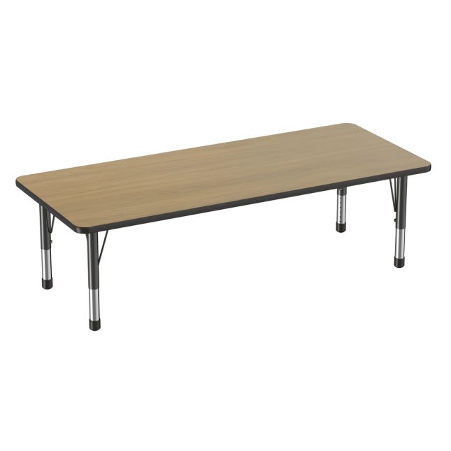 30" x 72" Rectangle T-Molding Activity Table with Adjustable Chunky Legs - Pasadena Oak/Black