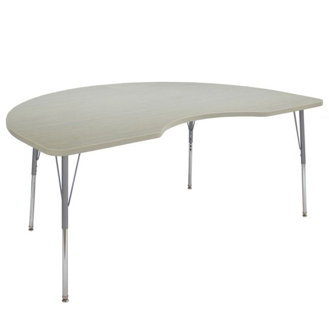 48" x 72" Kidney La Madera Activity Table with Standard Legs - Sanddrift/Silver