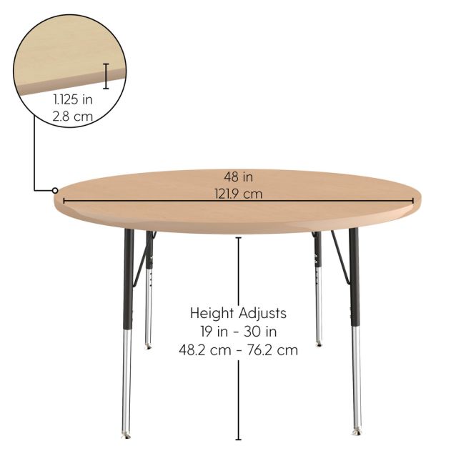 48" Round La Madera Activity Table with Standard Legs - Sanddrift/Silver