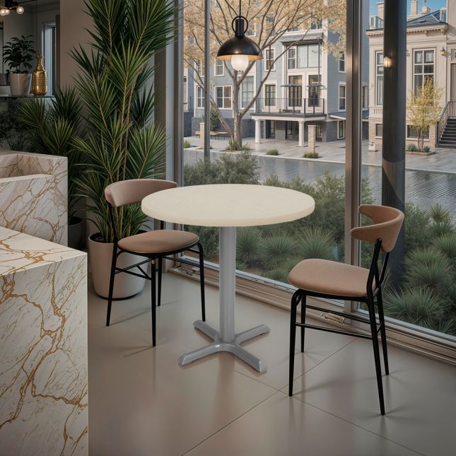 30" Round Cafe Bistro Table - Sand Drift/Silver