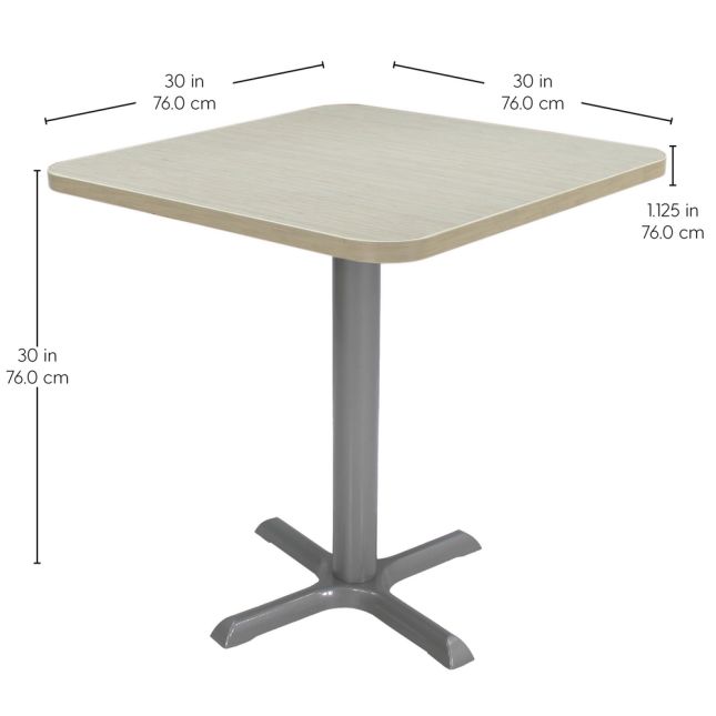 30" x 30" Square Cafe Bistro Table - Sand Drift/Silver