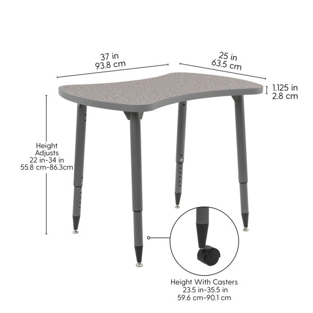 Adapte 25" x 37" Bowtie Thermofused Activity Table with Adjustable Tapered Legs -Gray/North Sea