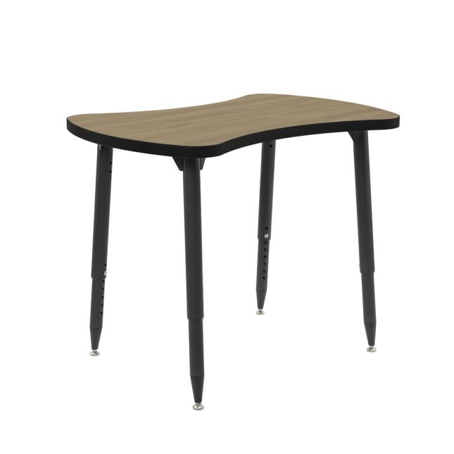 Adapte 25" x 37" Bowtie Thermofused Activity Table with Adjustable Tapered Legs - Pasadena Oak/Black
