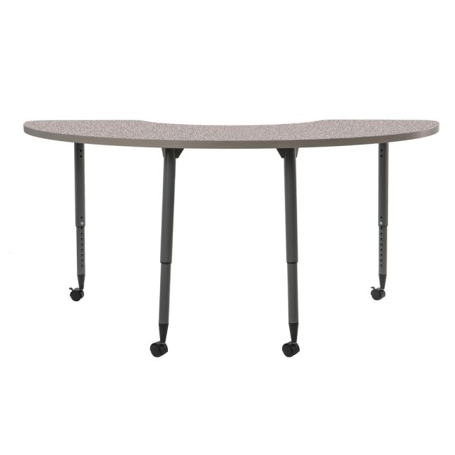 Adapte 36" x 72" Half Moon Thermofused Activity Table with Adjustable Tapered Legs - Gray/North Sea