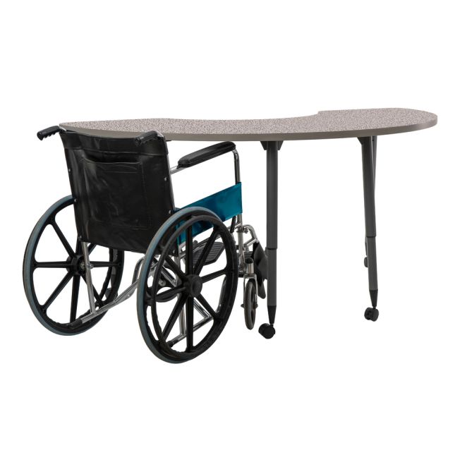 Adapte 36" x 72" Half Moon Thermofused Activity Table with Adjustable Tapered Legs - Gray/North Sea