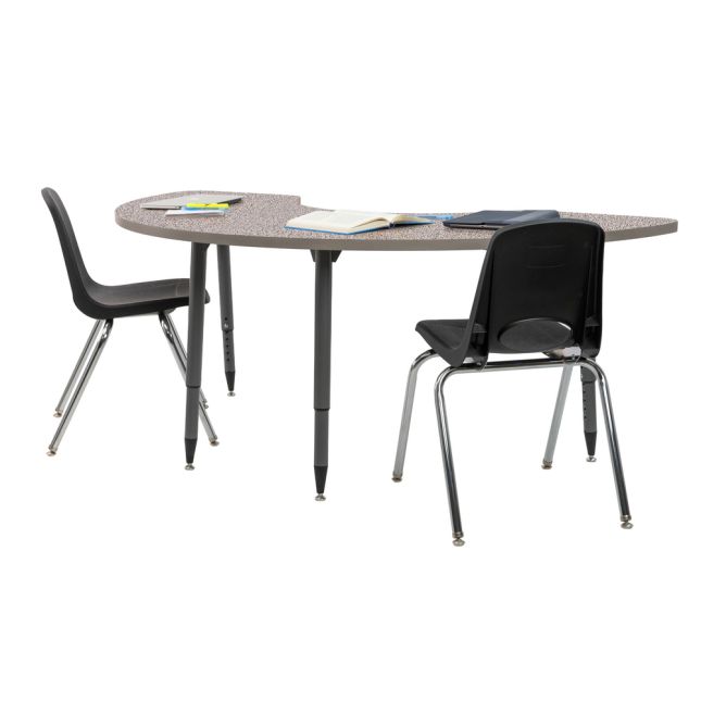 Adapte 36" x 72" Half Moon Thermofused Activity Table with Adjustable Tapered Legs - Gray/North Sea