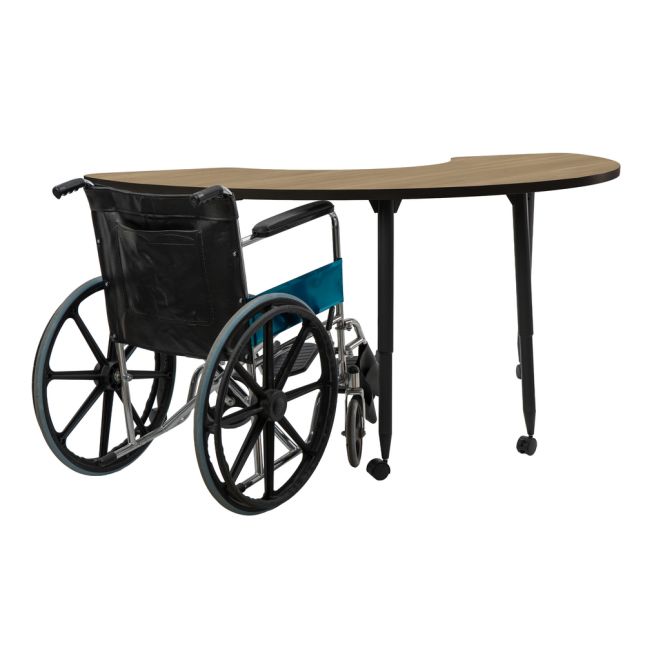 Adapte 36" x 72" Half Moon Thermofused Activity Table with Adjustable Tapered Legs - Pasadena Oak/Black
