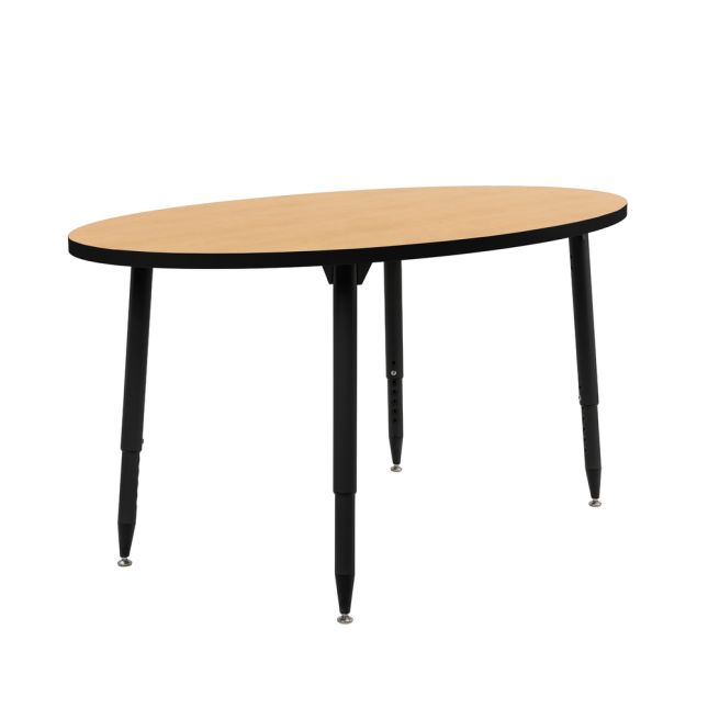 Adapte 30" x 60" Oval Thermofused Activity Table with Adjustable Tapered Legs - Maple/Black