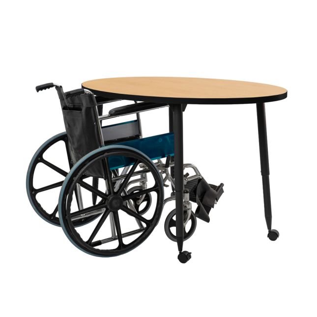 Adapte 30" x 60" Oval Thermofused Activity Table with Adjustable Tapered Legs - Maple/Black