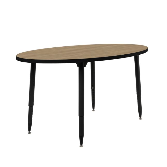 Adapte 30" x 60" Oval Thermofused Activity Table with Adjustable Tapered Legs - Pasadena Oak/Black