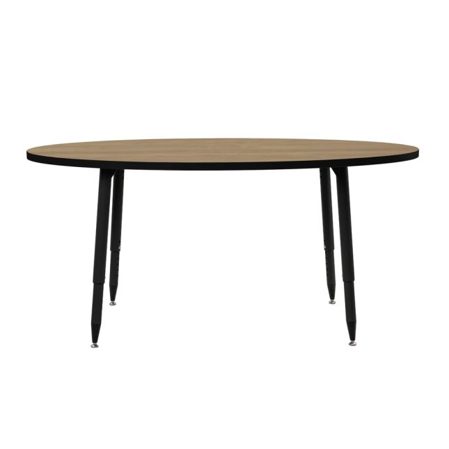 Adapte 30" x 60" Oval Thermofused Activity Table with Adjustable Tapered Legs - Pasadena Oak/Black
