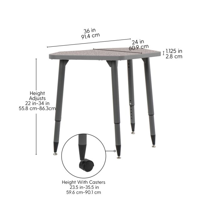 Adapte 24" x 36" Petal Thermofused Activity Table with Adjustable Tapered Legs - Gray/North Sea