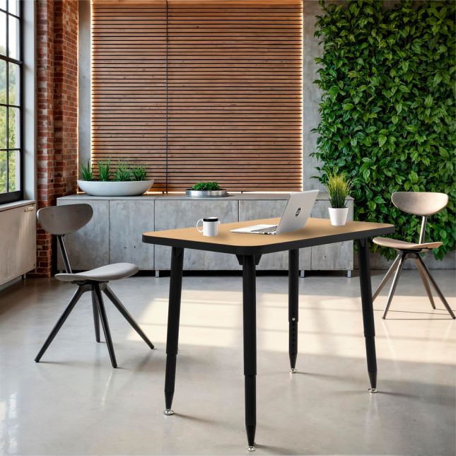 Adapte 24" x 36" Rectangle Thermofused Activity Table with Adjustable Tapered Legs - Maple/Black