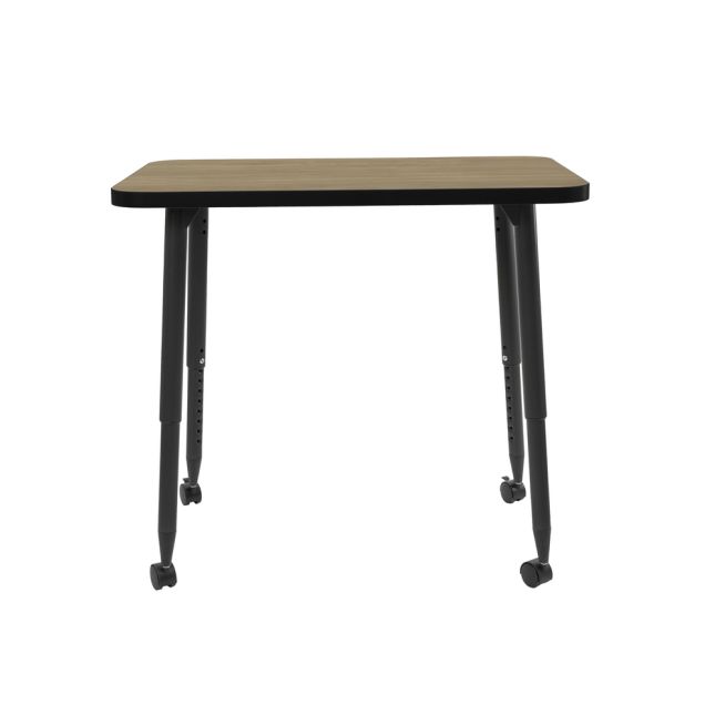 Adapte 24" x 36" Rectangle Thermofused Activity Table with Adjustable Tapered Legs - Pasadena Oak/Black