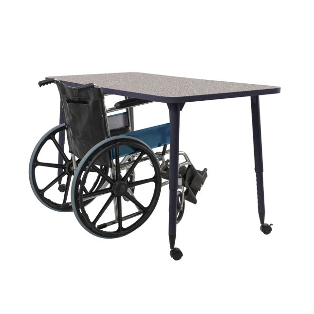 Adapte 30" x 60" Rectangle Thermofused Activity Table with Adjustable Tapered Legs - Gray/North Sea
