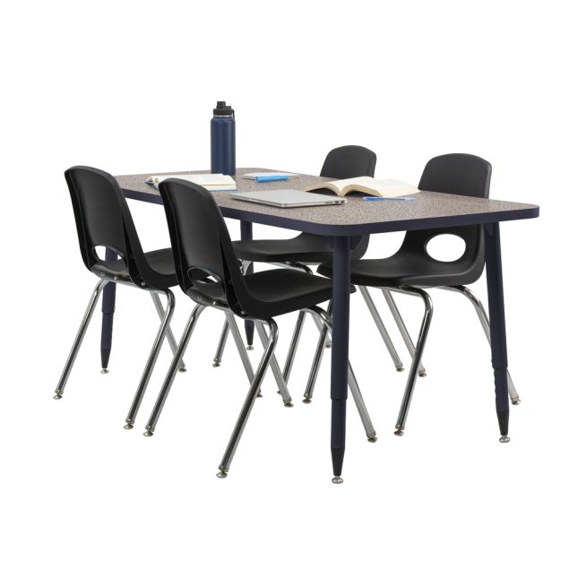 Adapte 30" x 60" Rectangle Thermofused Activity Table with Adjustable Tapered Legs - Gray/North Sea