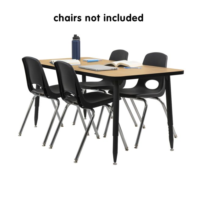 Adapte 30" x 60" Rectangle Thermofused Activity Table with Adjustable Tapered Legs - Maple/Black