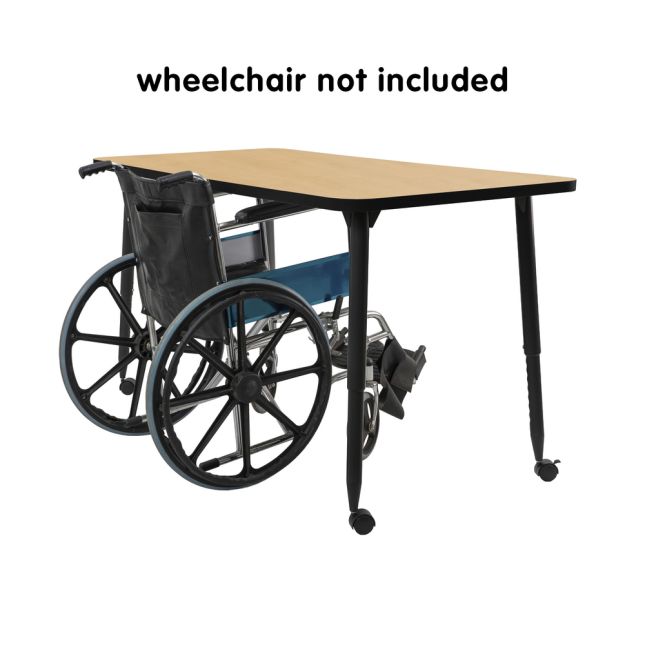 Adapte 30" x 60" Rectangle Thermofused Activity Table with Adjustable Tapered Legs - Maple/Black