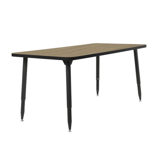 Adapte 30" x 60" Rectangle Thermofused Activity Table with Adjustable Tapered Legs - Pasadena Oak/Black